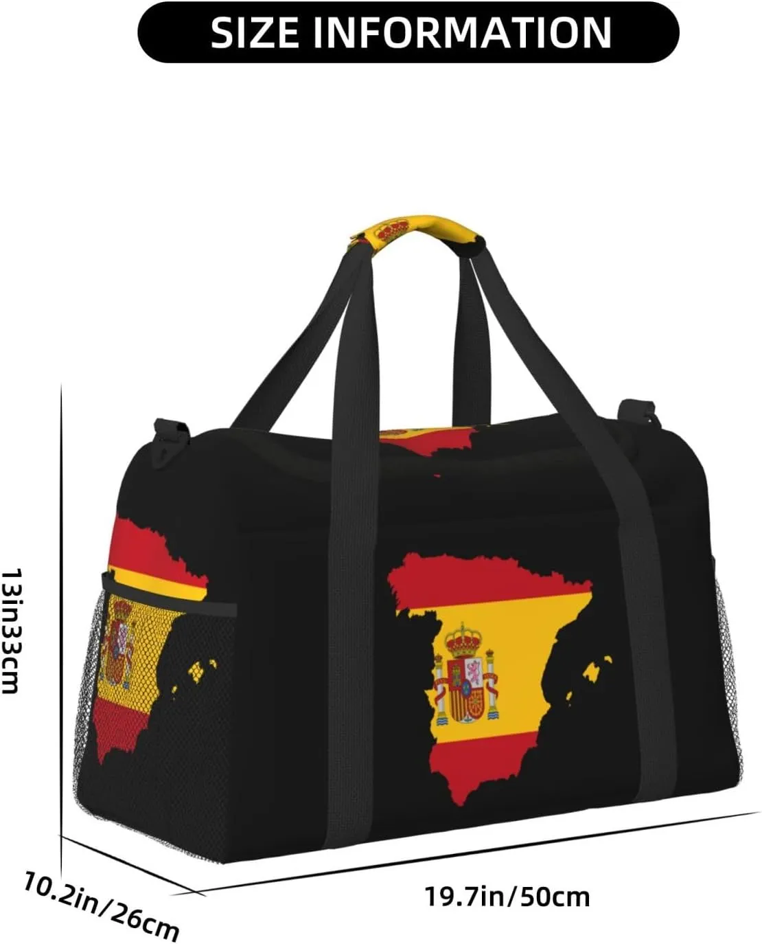 Flag Map Of Spain Travel Duffel Bag Large Foldable Waterproof Overnight Bag For Beach Swim Bags Pool Sports Gym