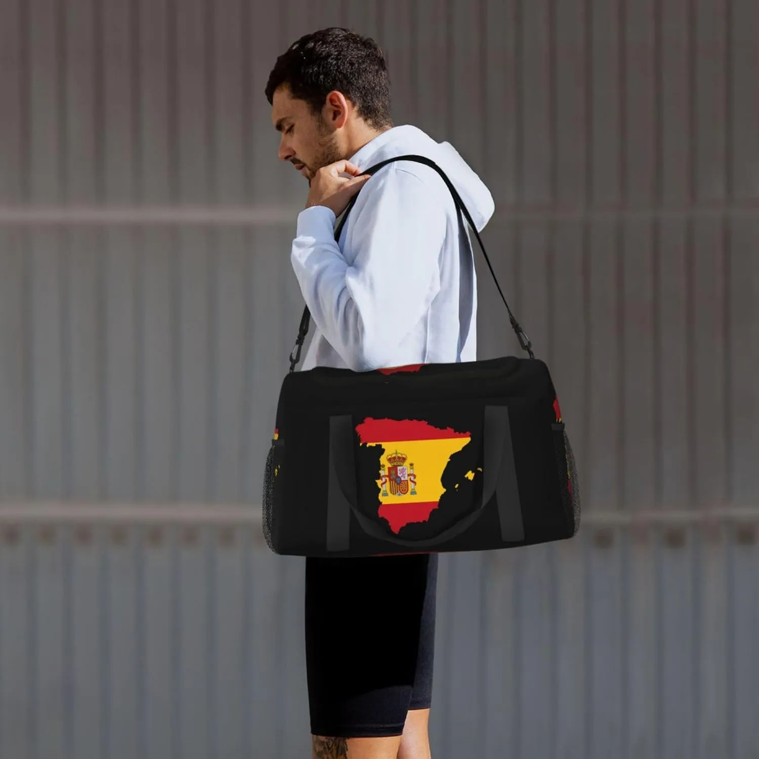 Flag Map Of Spain Travel Duffel Bag Large Foldable Waterproof Overnight Bag For Beach Swim Bags Pool Sports Gym