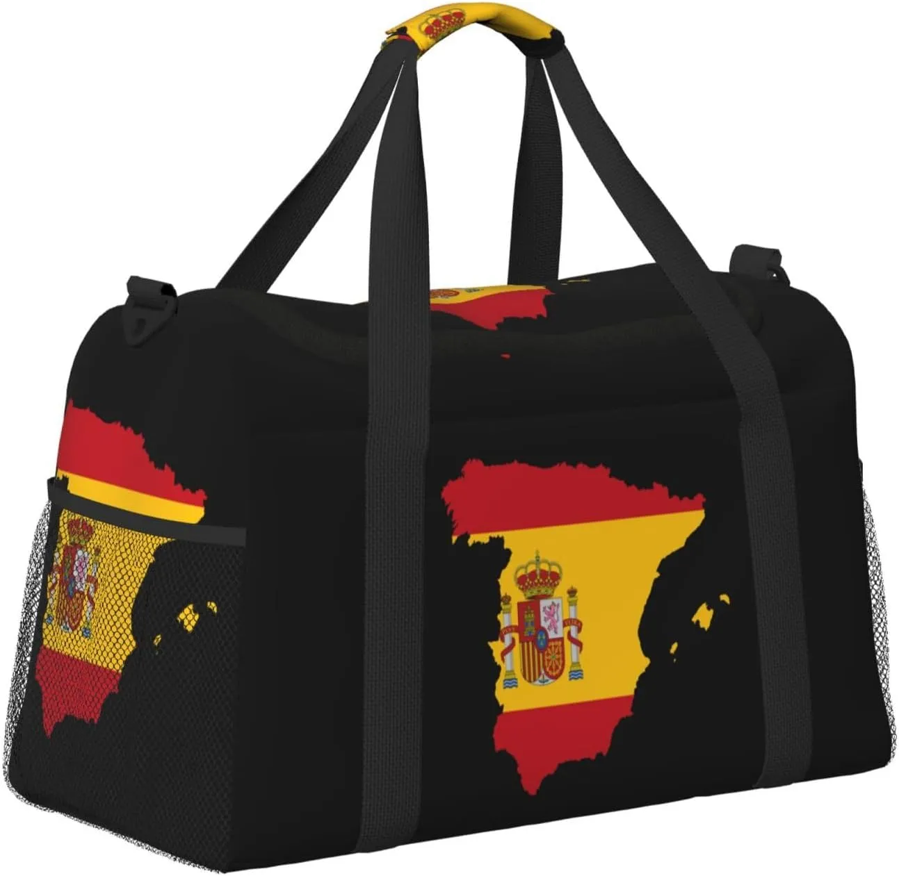 Flag Map Of Spain Travel Duffel Bag Large Foldable Waterproof Overnight Bag For Beach Swim Bags Pool Sports Gym