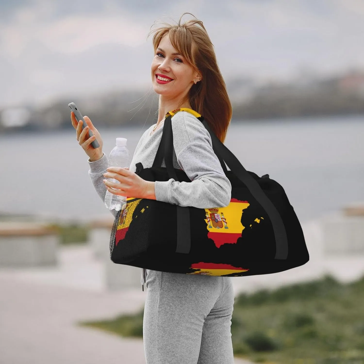 Flag Map Of Spain Travel Duffel Bag Large Foldable Waterproof Overnight Bag For Beach Swim Bags Pool Sports Gym