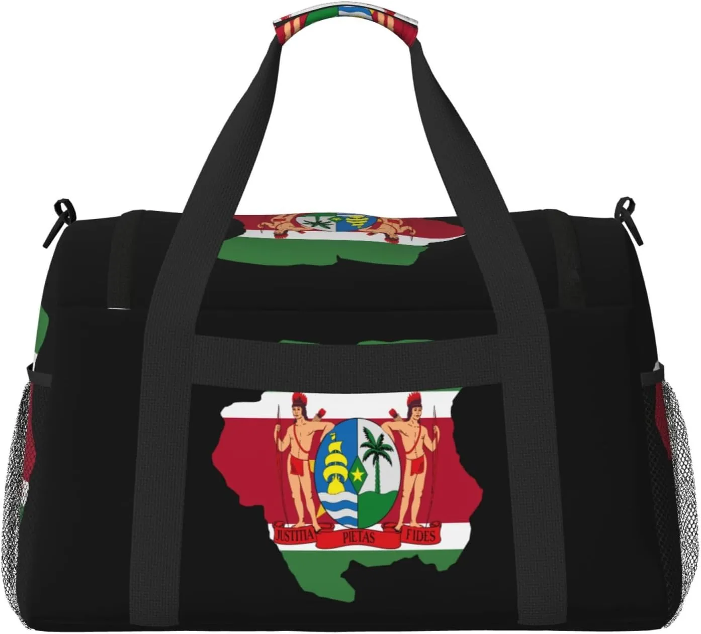 Flag Map Of Suriname Travel Duffel Bag Large Foldable Waterproof Overnight Bag For Beach Swim Bags Pool Sports Gym