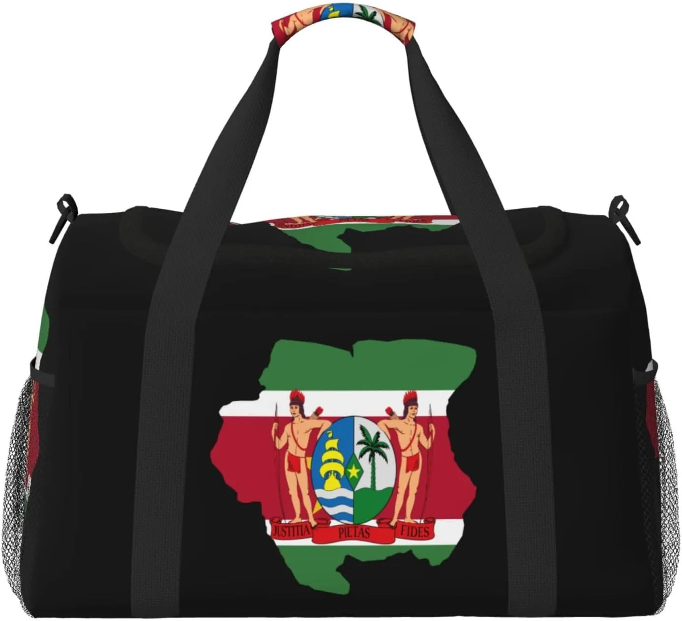 Flag Map Of Suriname Travel Duffel Bag Large Foldable Waterproof Overnight Bag For Beach Swim Bags Pool Sports Gym