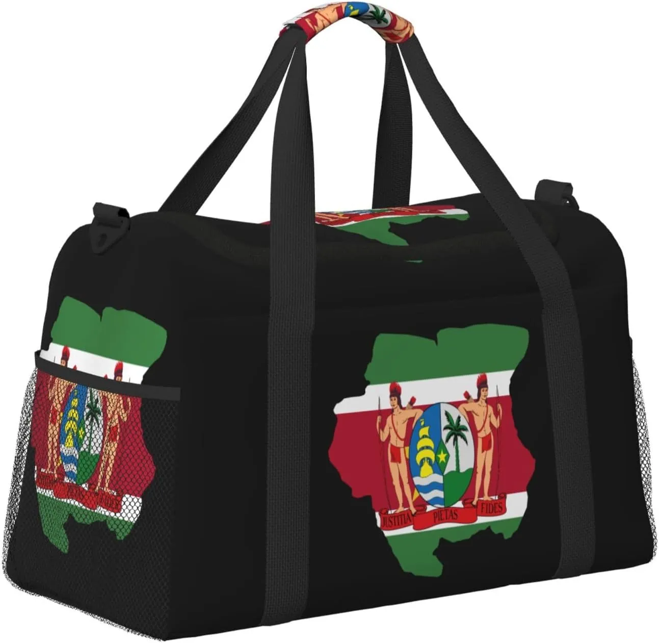 Flag Map Of Suriname Travel Duffel Bag Large Foldable Waterproof Overnight Bag For Beach Swim Bags Pool Sports Gym