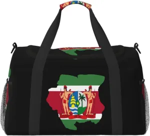 Flag Map Of Suriname Travel Duffel Bag Large Foldable Waterproof Overnight Bag For Beach Swim Bags Pool Sports Gym