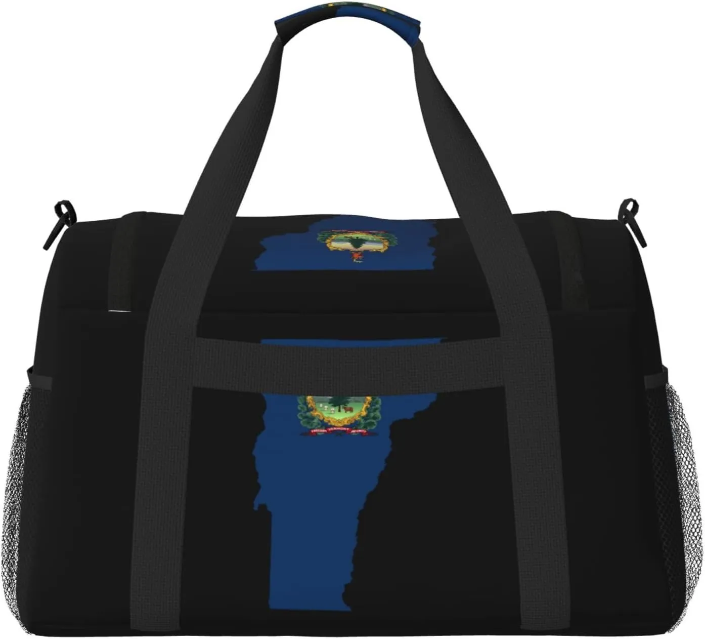 Flag Map Of Vermont Travel Duffel Bag Large Foldable Waterproof Overnight Bag For Beach Swim Bags Pool Sports Gym