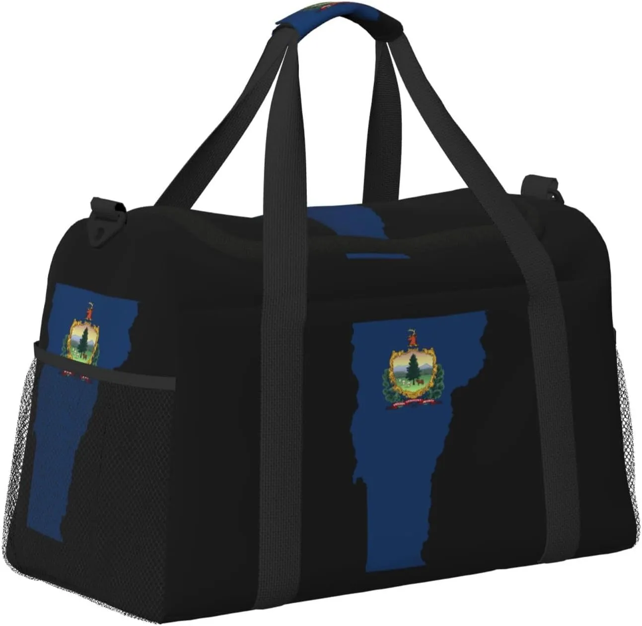 Flag Map Of Vermont Travel Duffel Bag Large Foldable Waterproof Overnight Bag For Beach Swim Bags Pool Sports Gym