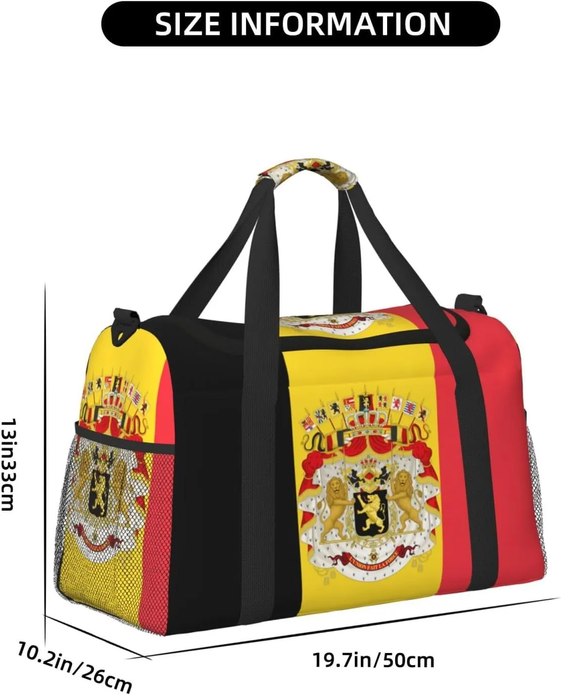 Flag Of Belgium Travel Duffel Bag Large Foldable Waterproof Overnight Bag For Beach Swim Bags Pool Sports Gym