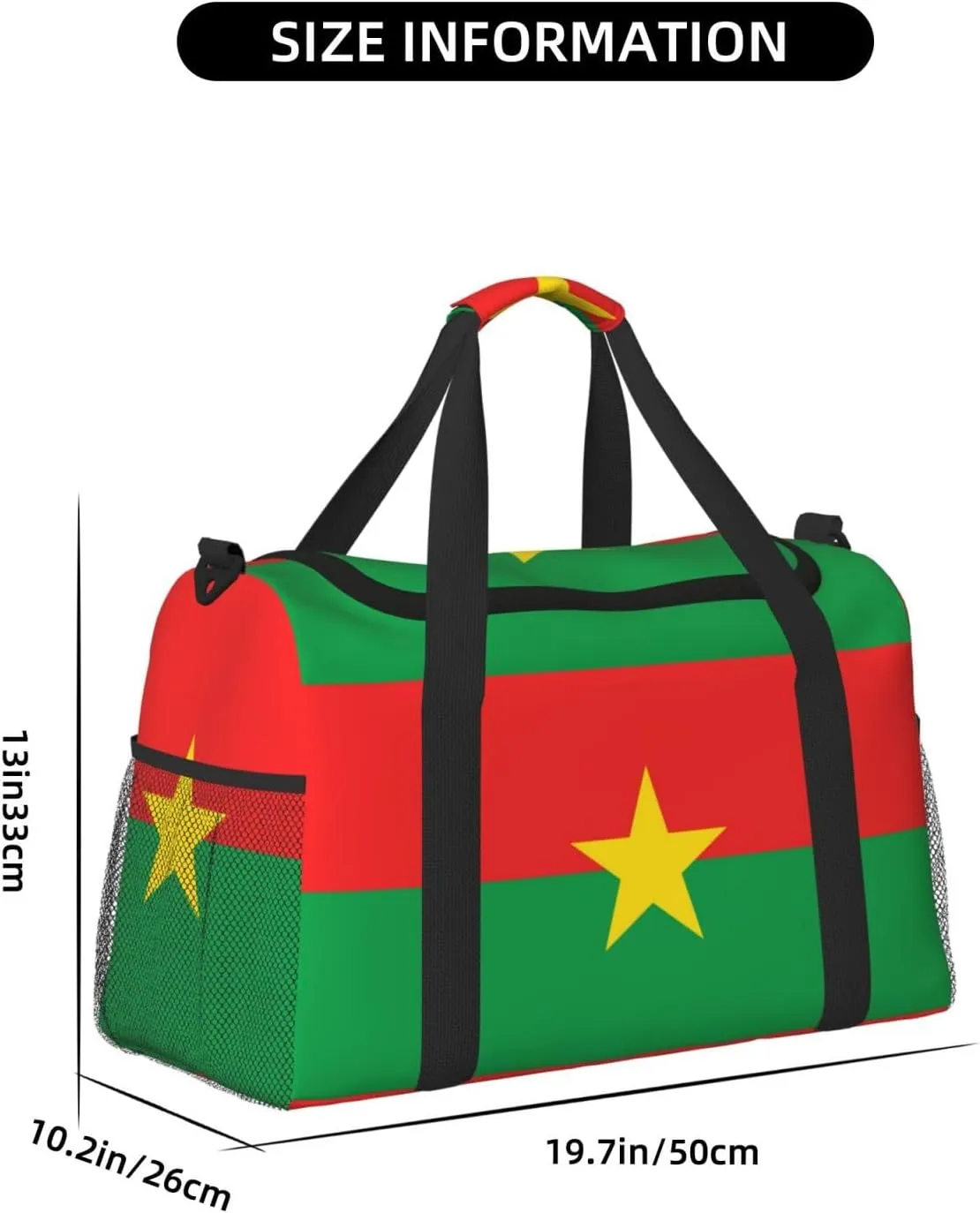 Flag Of Burkina Travel Duffel Bag Large Foldable Waterproof Overnight Bag For Beach Swim Bags Pool Sports Gym