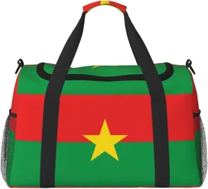 Flag Of Burkina Travel Duffel Bag Large Foldable Waterproof Overnight Bag For Beach Swim Bags Pool Sports Gym