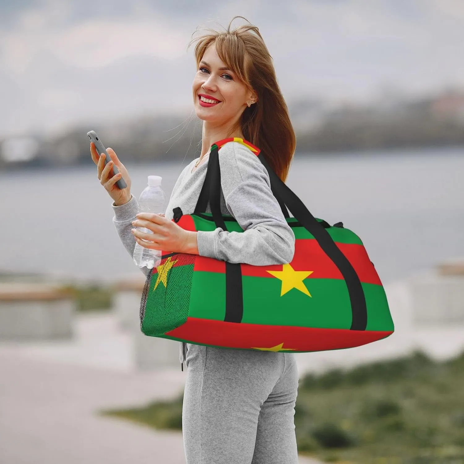 Flag Of Burkina Travel Duffel Bag Large Foldable Waterproof Overnight Bag For Beach Swim Bags Pool Sports Gym