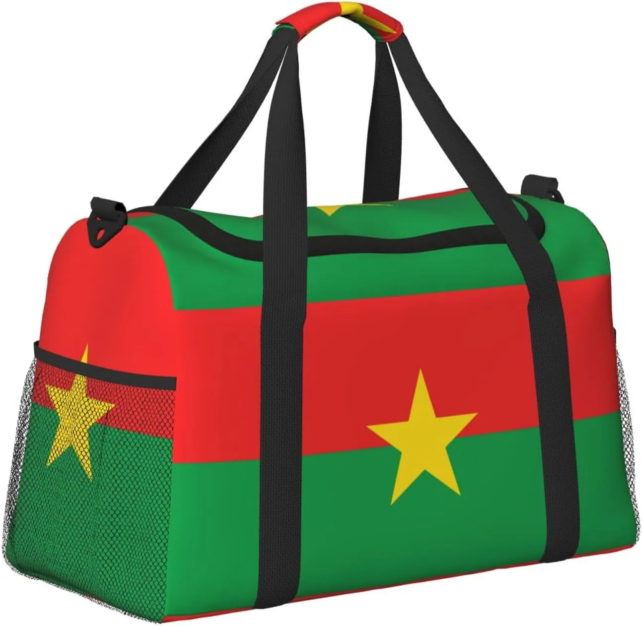 Flag Of Burkina Travel Duffel Bag Large Foldable Waterproof Overnight Bag For Beach Swim Bags Pool Sports Gym