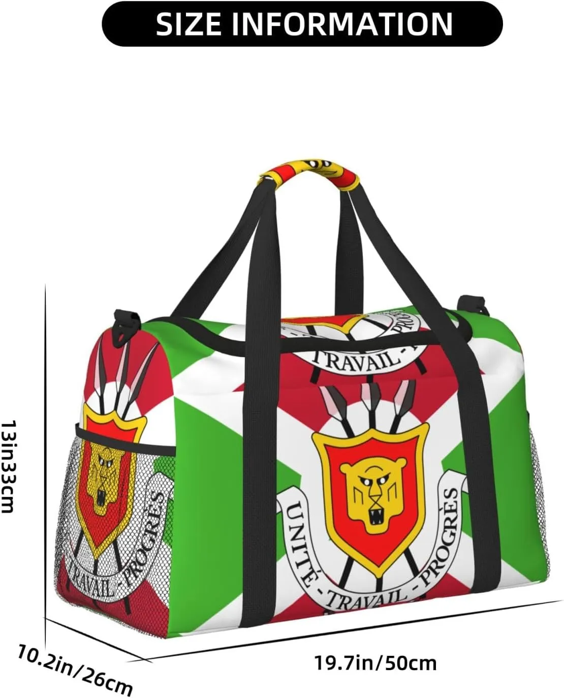 Flag Of Burundi Travel Duffel Bag Large Foldable Waterproof Overnight Bag For Beach Swim Bags Pool Sports Gym