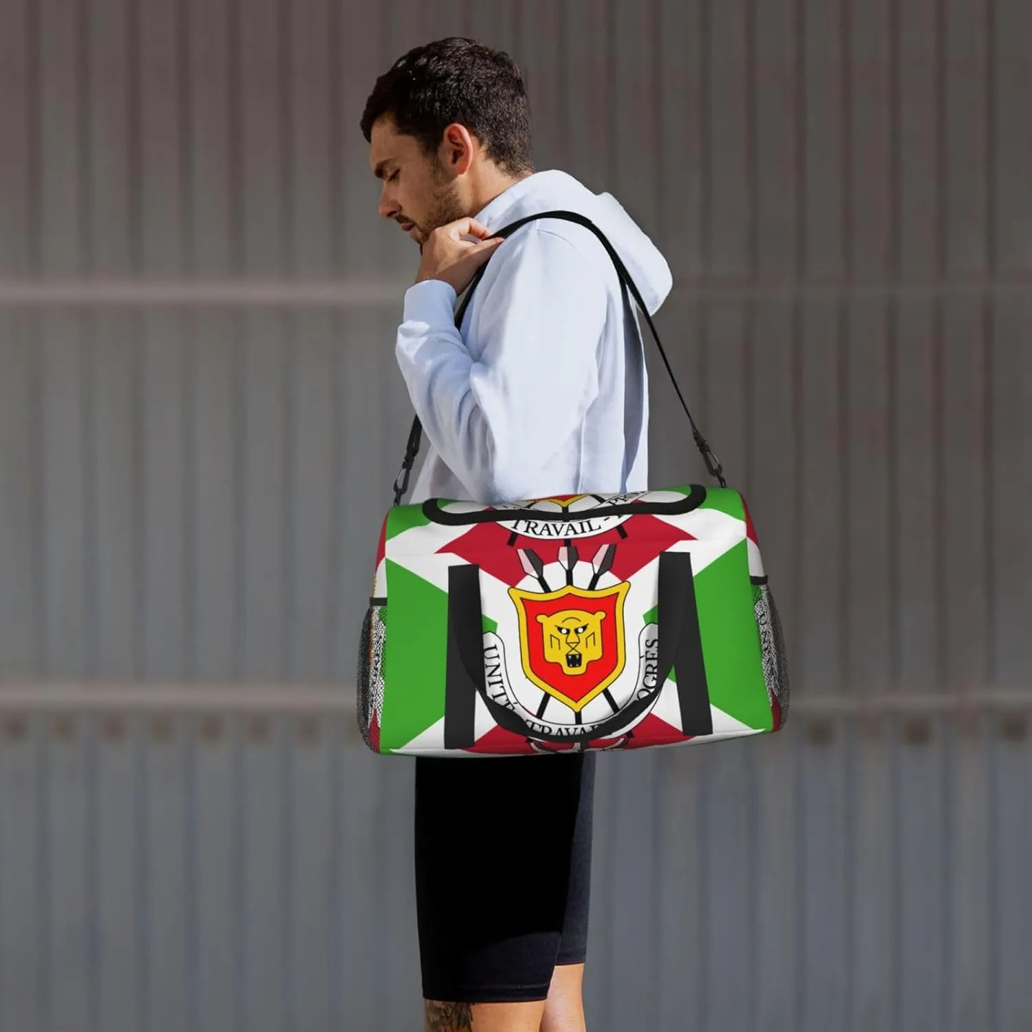 Flag Of Burundi Travel Duffel Bag Large Foldable Waterproof Overnight Bag For Beach Swim Bags Pool Sports Gym