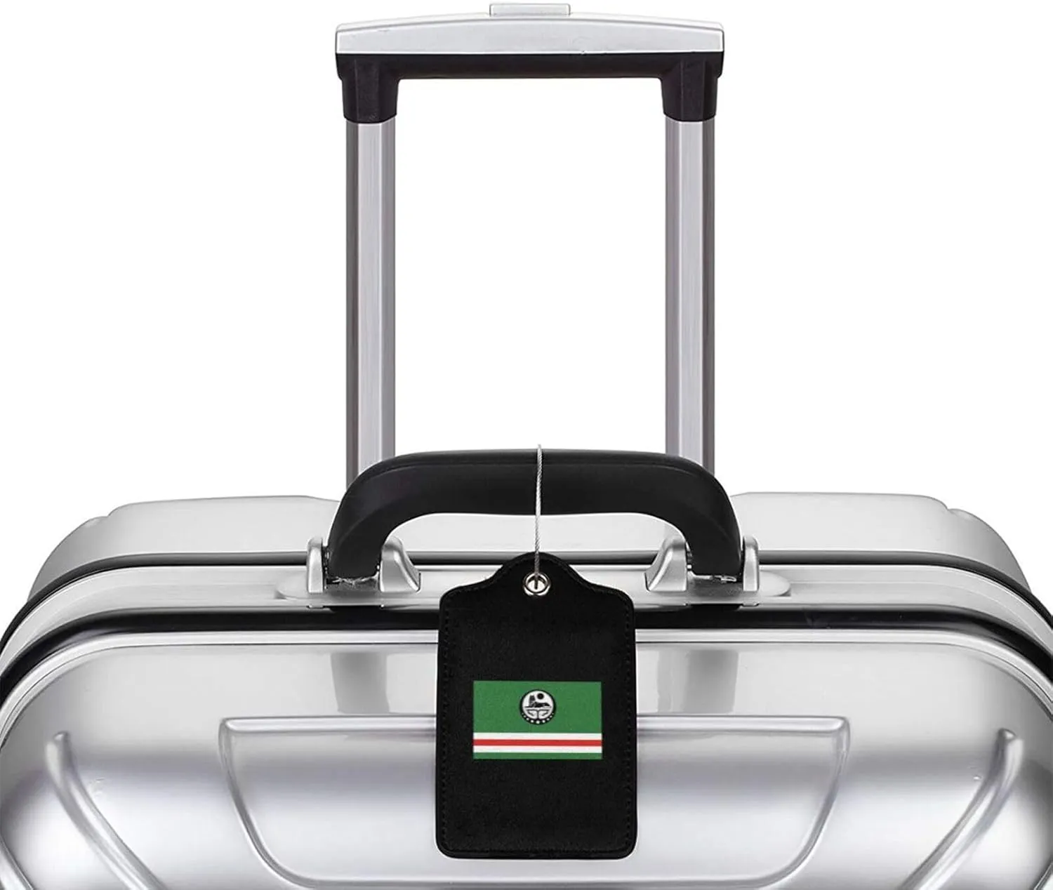 Flag of Chechen Republic of Ichkeria (with Coat of Arms) Leather Baggage Bag Luggage Tags with Stainless Steel Loop and Privacy Cover