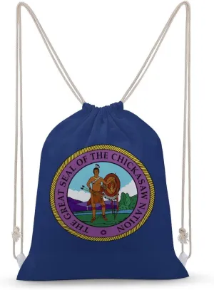 Flag of Chickasaw Nation Drawstring Backpack Travel String Shoulder Bag Canvas Sport Sackpack for Gym Shopping Yoga