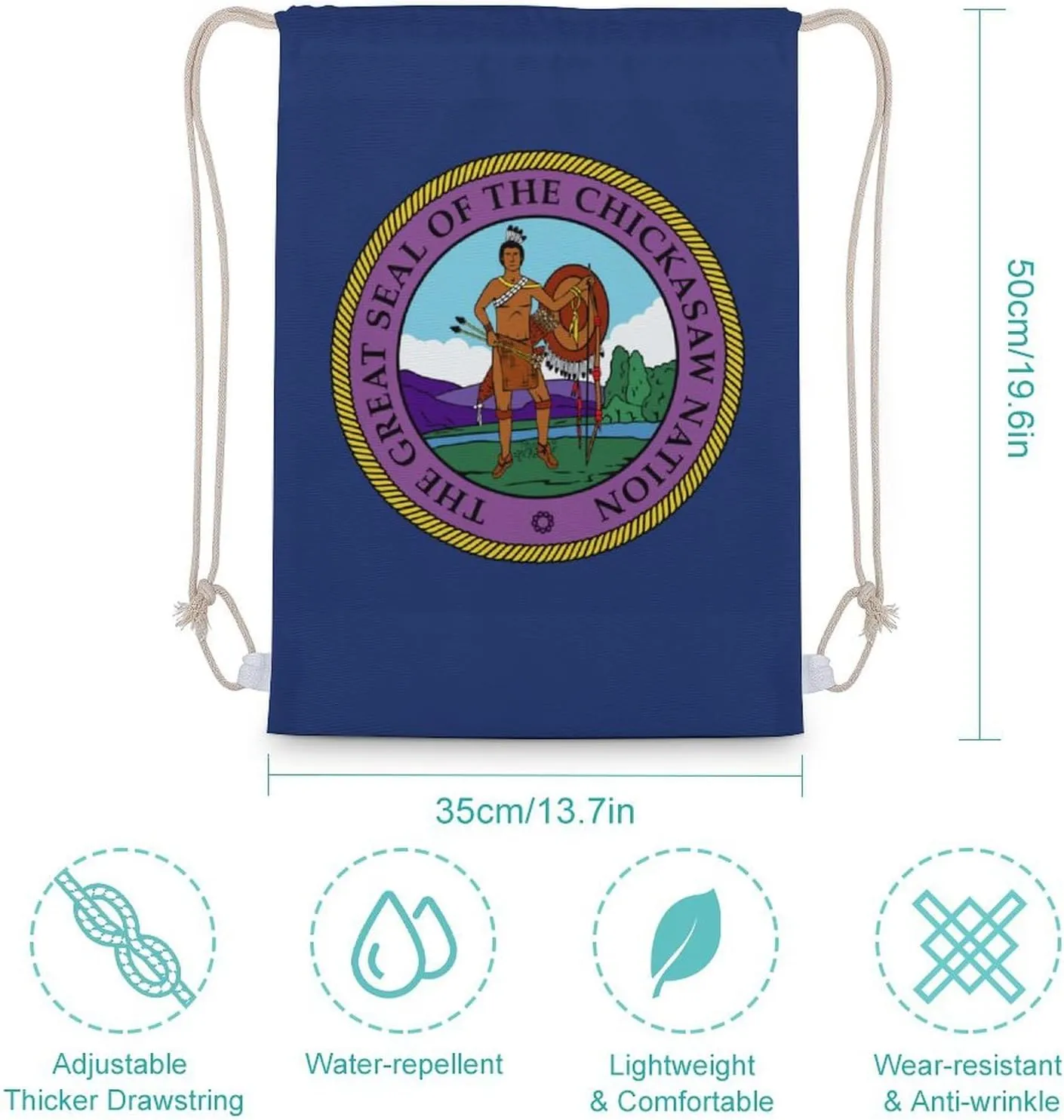 Flag of Chickasaw Nation Drawstring Backpack Travel String Shoulder Bag Canvas Sport Sackpack for Gym Shopping Yoga