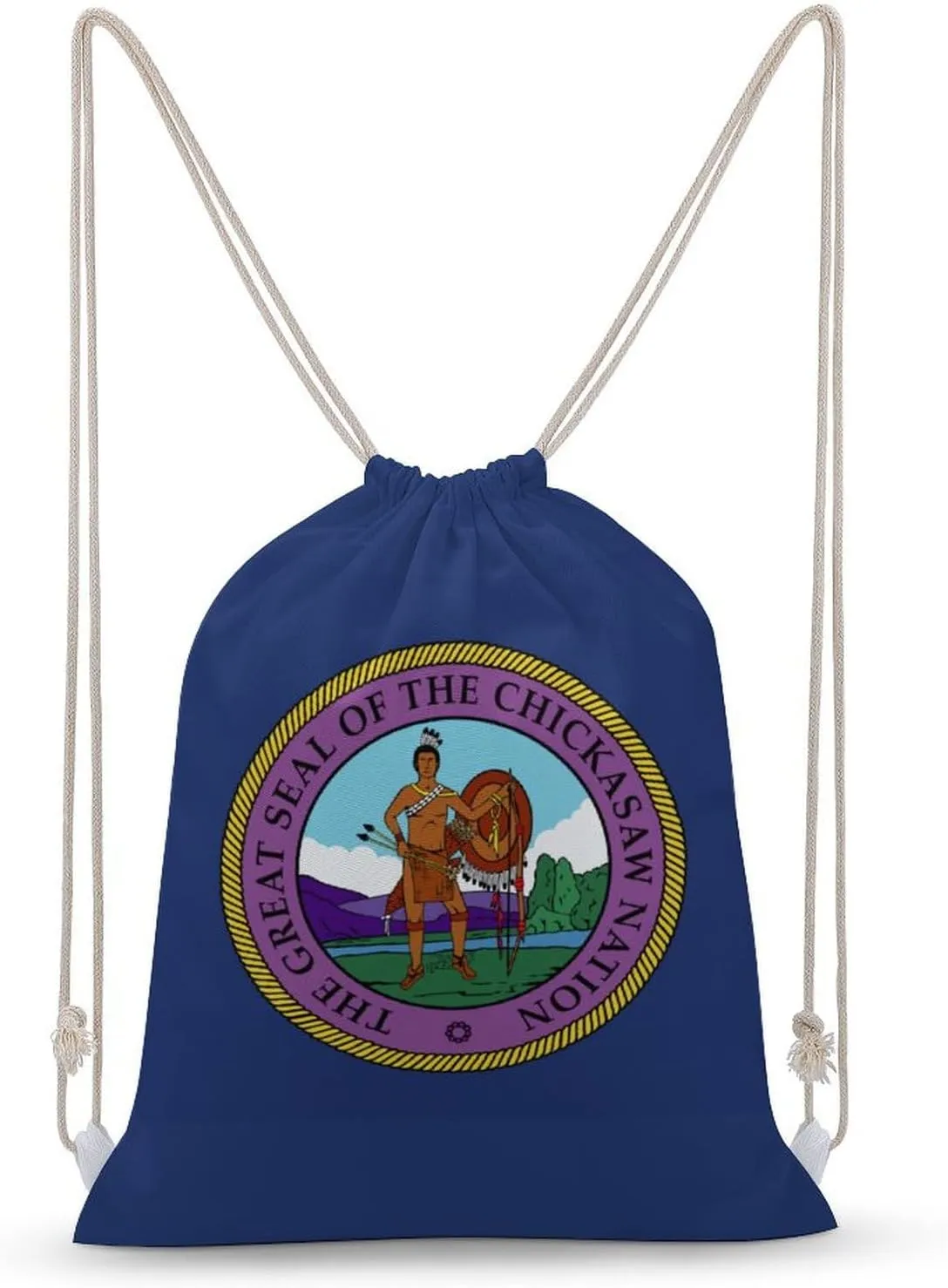 Flag of Chickasaw Nation Drawstring Backpack Travel String Shoulder Bag Canvas Sport Sackpack for Gym Shopping Yoga