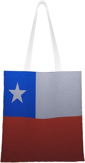 Flag Of Chile Knitting Effect Tote Bag for Women Canvas Shopping Bags Reusable Large Capacity Casual Shoulder Handbags Grocery Bags