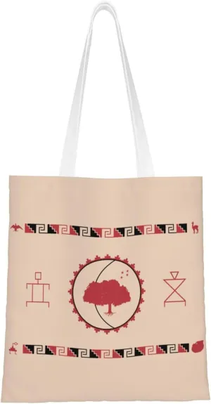 Flag Of Diaguita People In Chile Tote Bag for Women Canvas Shopping Bags Reusable Large Capacity Casual Shoulder Handbags Grocery Bags DIY Gift Bags