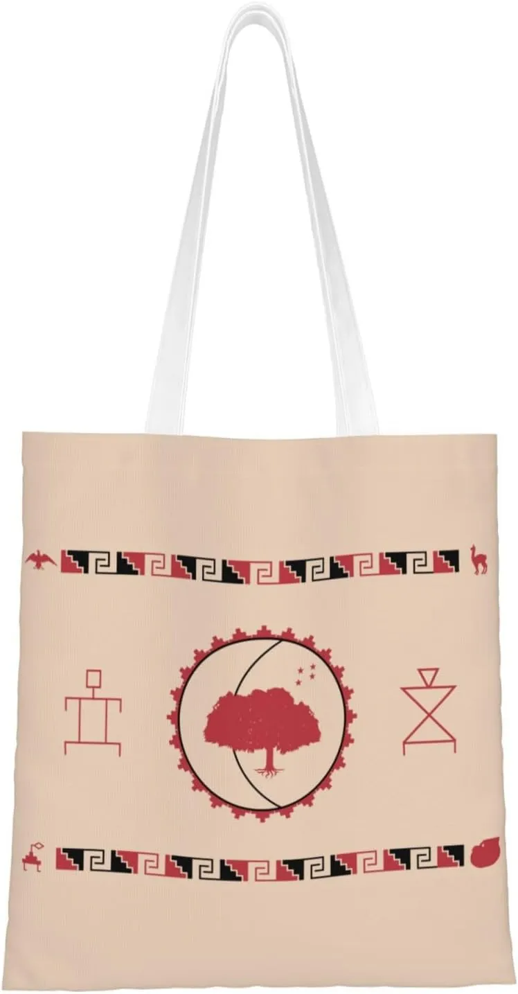 Flag Of Diaguita People In Chile Tote Bag for Women Canvas Shopping Bags Reusable Large Capacity Casual Shoulder Handbags Grocery Bags DIY Gift Bags