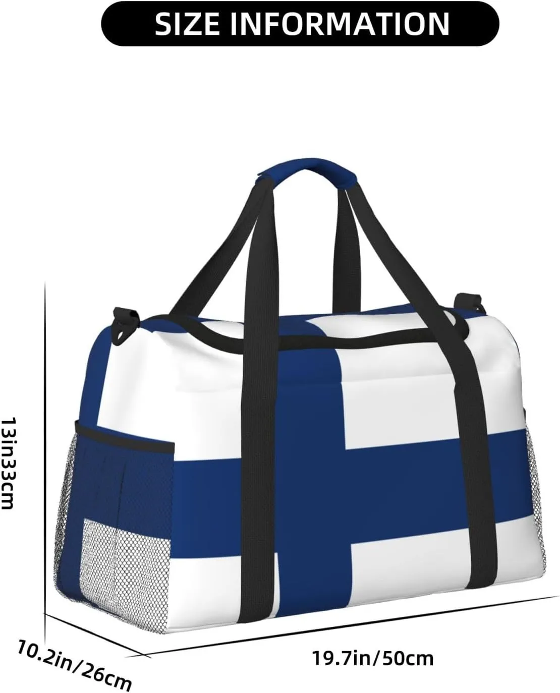 Flag Of Finland Travel Duffel Bag Large Foldable Waterproof Overnight Bag For Beach Swim Bags Pool Sports Gym