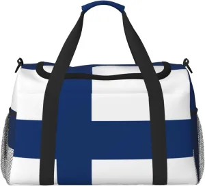 Flag Of Finland Travel Duffel Bag Large Foldable Waterproof Overnight Bag For Beach Swim Bags Pool Sports Gym