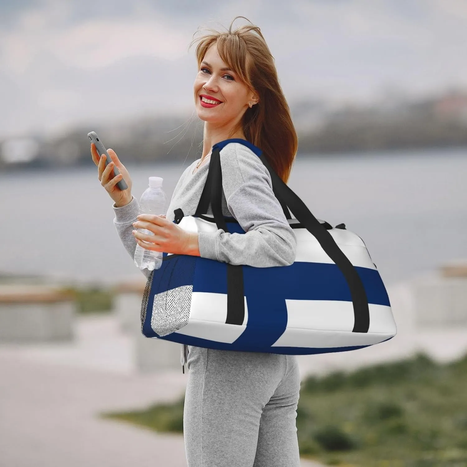 Flag Of Finland Travel Duffel Bag Large Foldable Waterproof Overnight Bag For Beach Swim Bags Pool Sports Gym