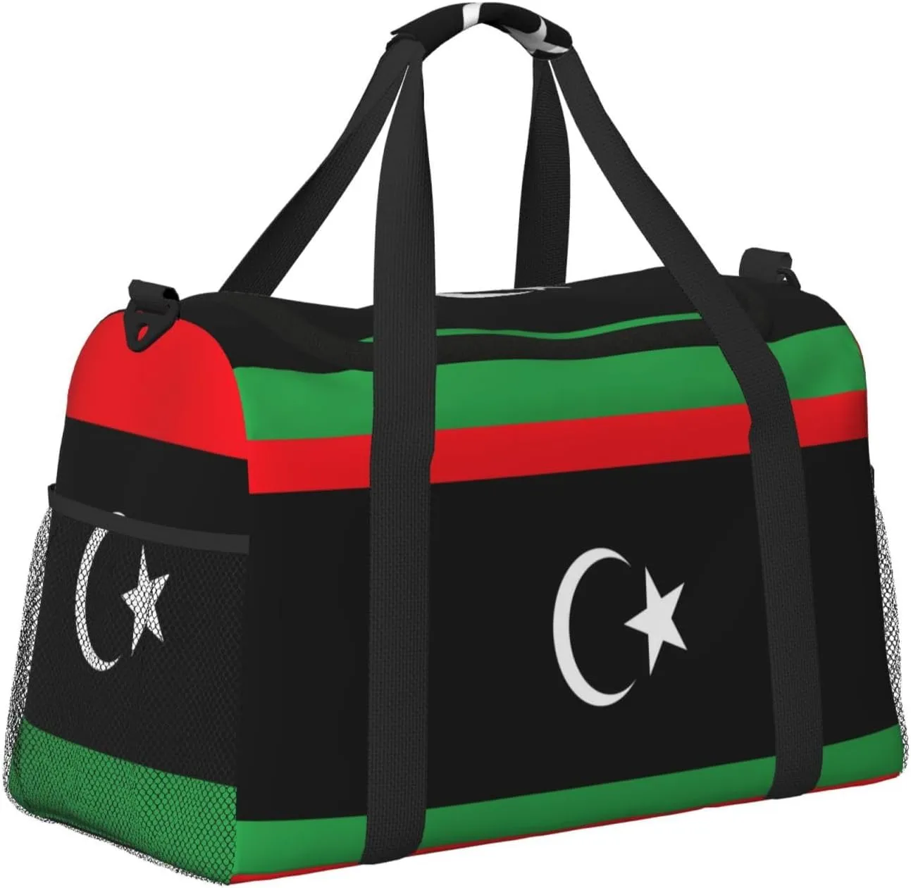 Flag Of Libya Travel Duffel Bag Large Foldable Waterproof Overnight Bag For Beach Swim Bags Pool Sports Gym