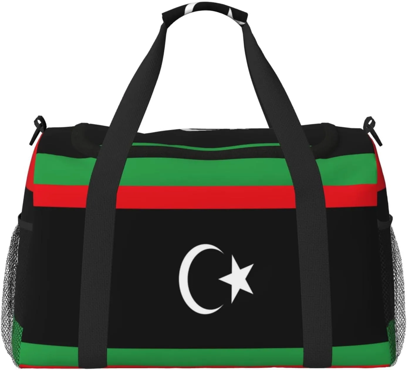 Flag Of Libya Travel Duffel Bag Large Foldable Waterproof Overnight Bag For Beach Swim Bags Pool Sports Gym