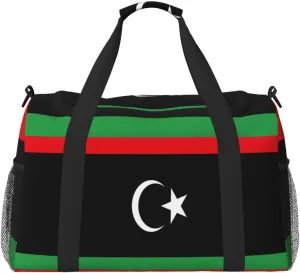 Flag Of Libya Travel Duffel Bag Large Foldable Waterproof Overnight Bag For Beach Swim Bags Pool Sports Gym