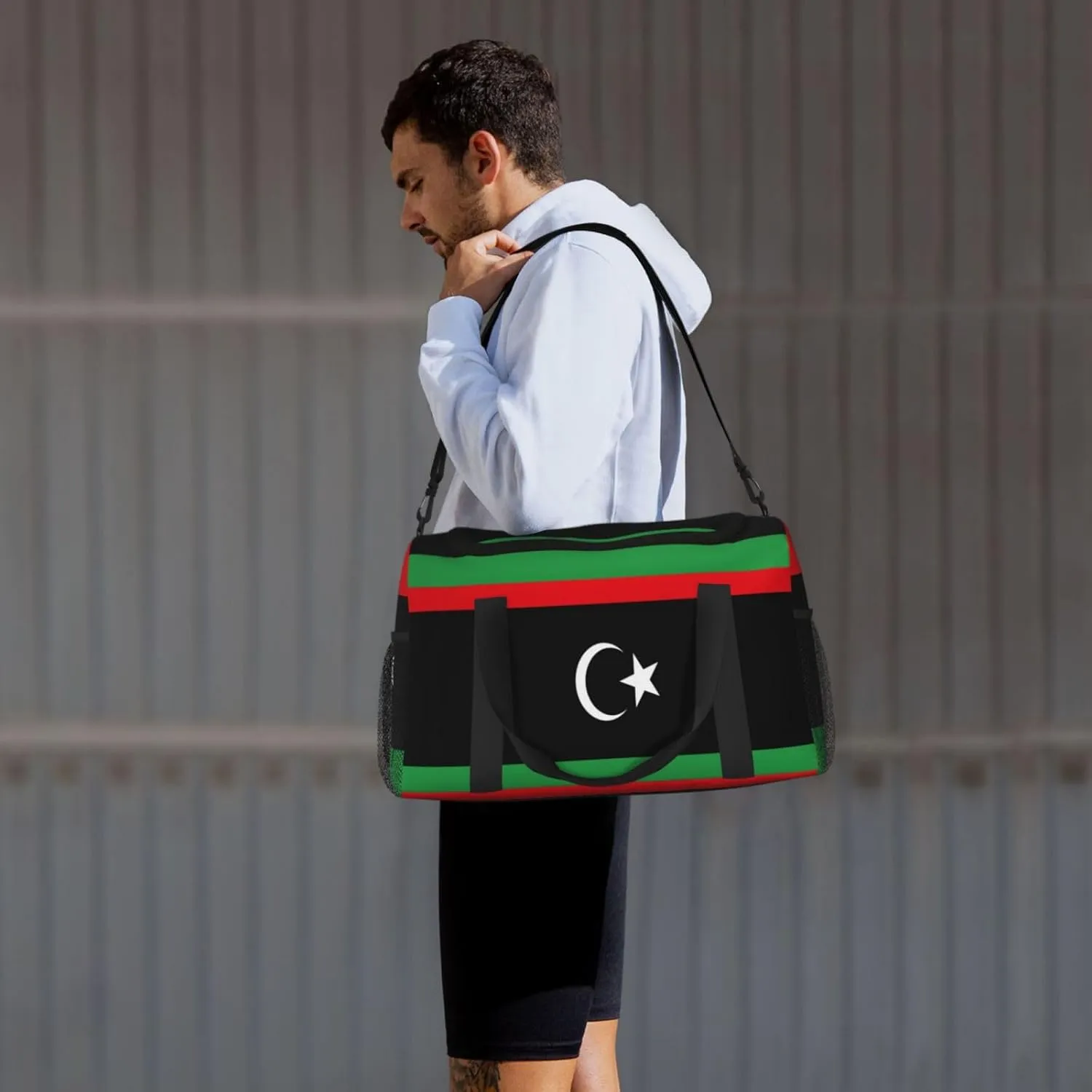 Flag Of Libya Travel Duffel Bag Large Foldable Waterproof Overnight Bag For Beach Swim Bags Pool Sports Gym