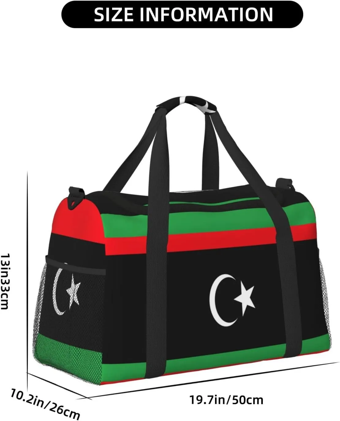 Flag Of Libya Travel Duffel Bag Large Foldable Waterproof Overnight Bag For Beach Swim Bags Pool Sports Gym