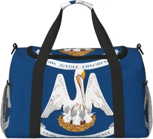 Flag Of Louisiana Travel Duffel Bag Large Foldable Waterproof Overnight Bag For Beach Swim Bags Pool Sports Gym