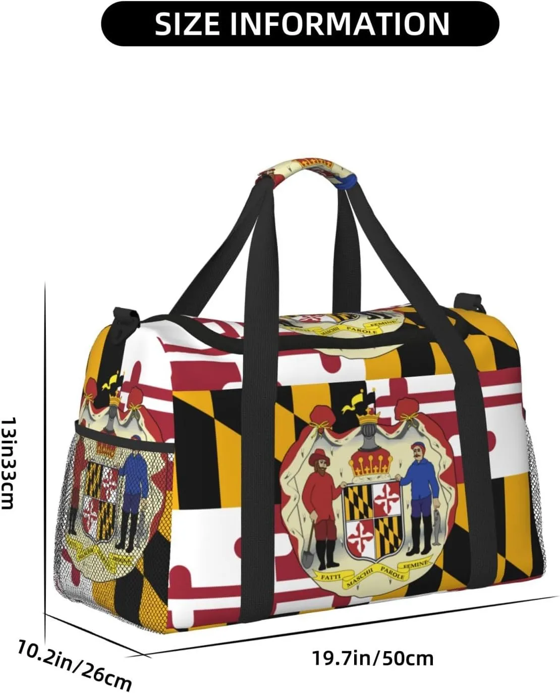 Flag Of Maryland Travel Duffel Bag Large Foldable Waterproof Overnight Bag For Beach Swim Bags Pool Sports Gym