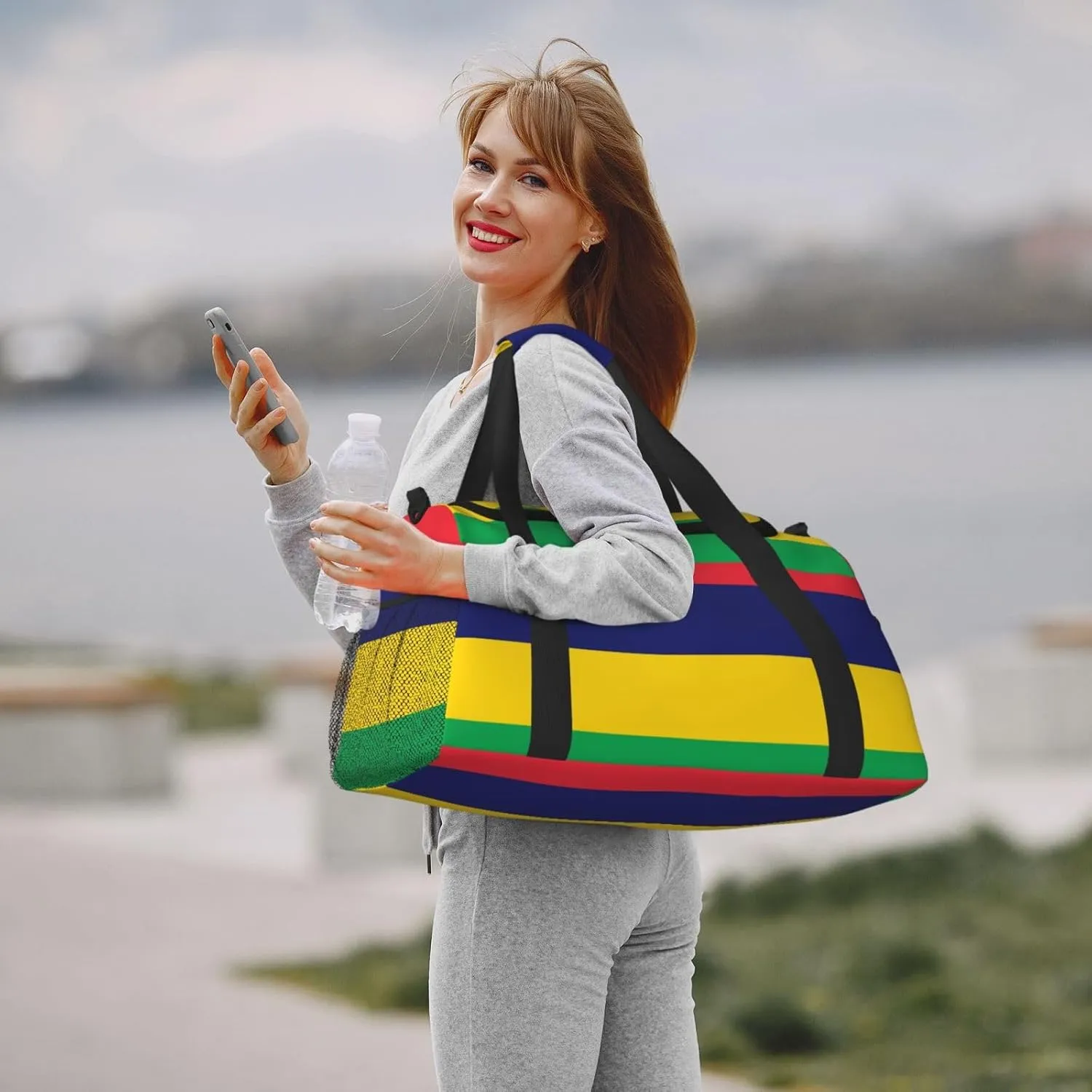 Flag Of Mauritius Travel Duffel Bag Large Foldable Waterproof Overnight Bag For Beach Swim Bags Pool Sports Gym