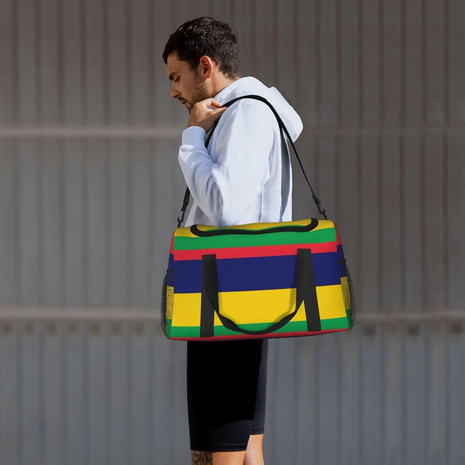 Flag Of Mauritius Travel Duffel Bag Large Foldable Waterproof Overnight Bag For Beach Swim Bags Pool Sports Gym