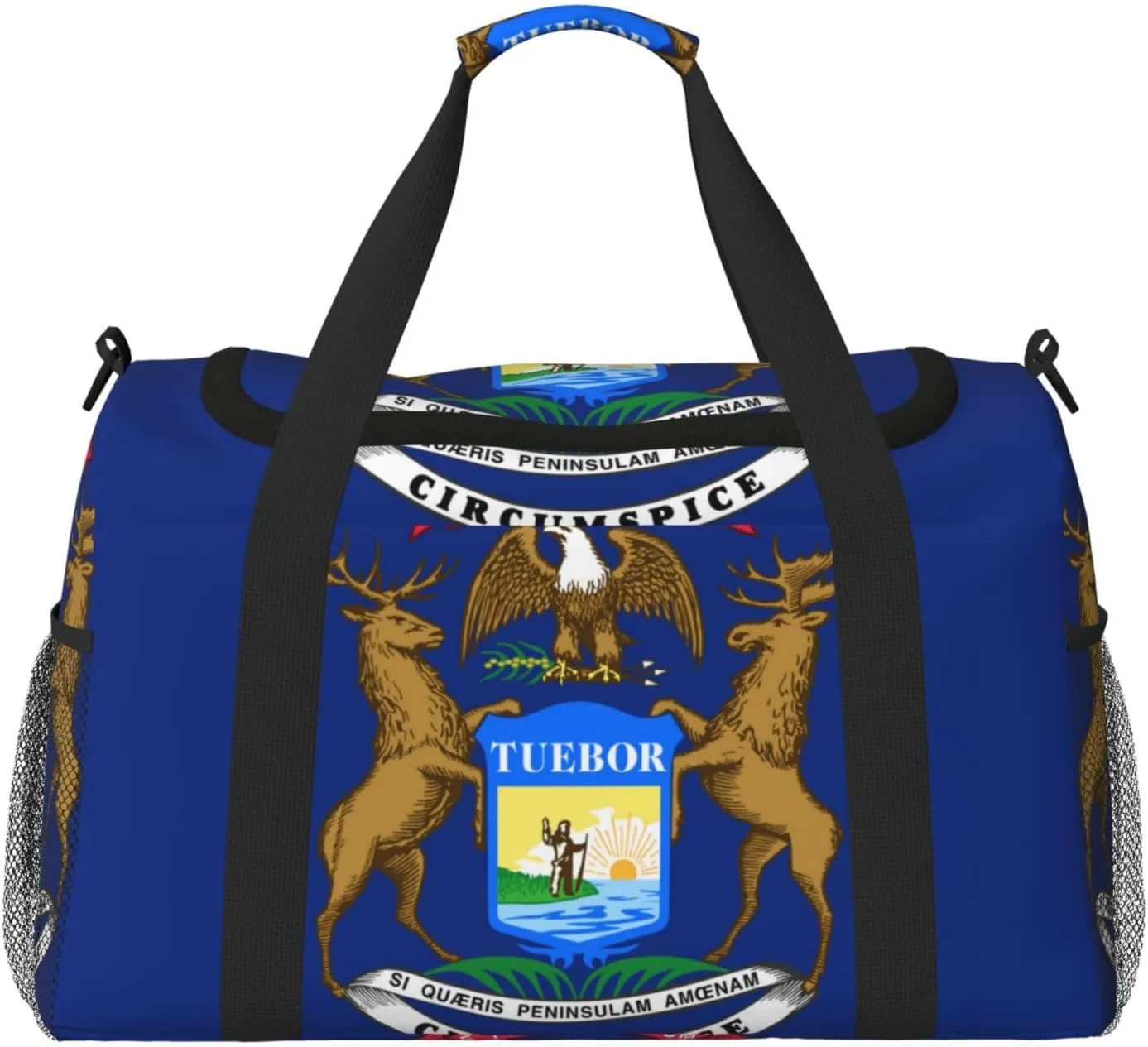 Flag Of Michigan Travel Duffel Bag Large Foldable Waterproof Overnight Bag For Beach Swim Bags Pool Sports Gym