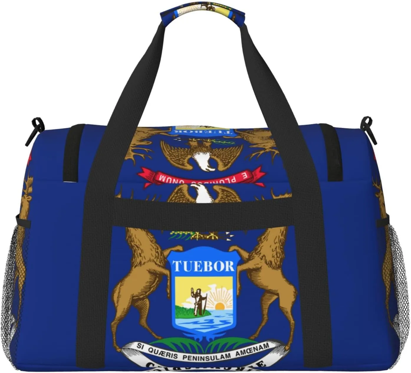 Flag Of Michigan Travel Duffel Bag Large Foldable Waterproof Overnight Bag For Beach Swim Bags Pool Sports Gym