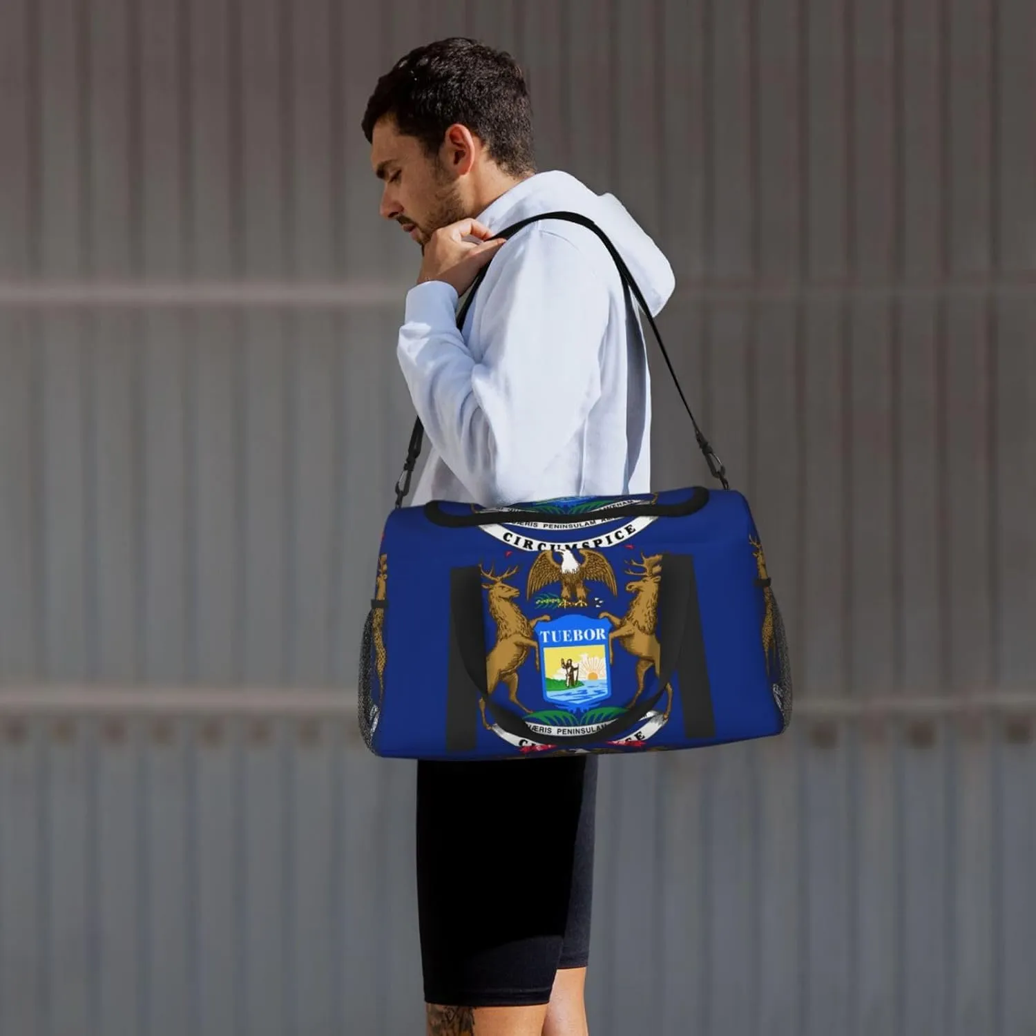 Flag Of Michigan Travel Duffel Bag Large Foldable Waterproof Overnight Bag For Beach Swim Bags Pool Sports Gym