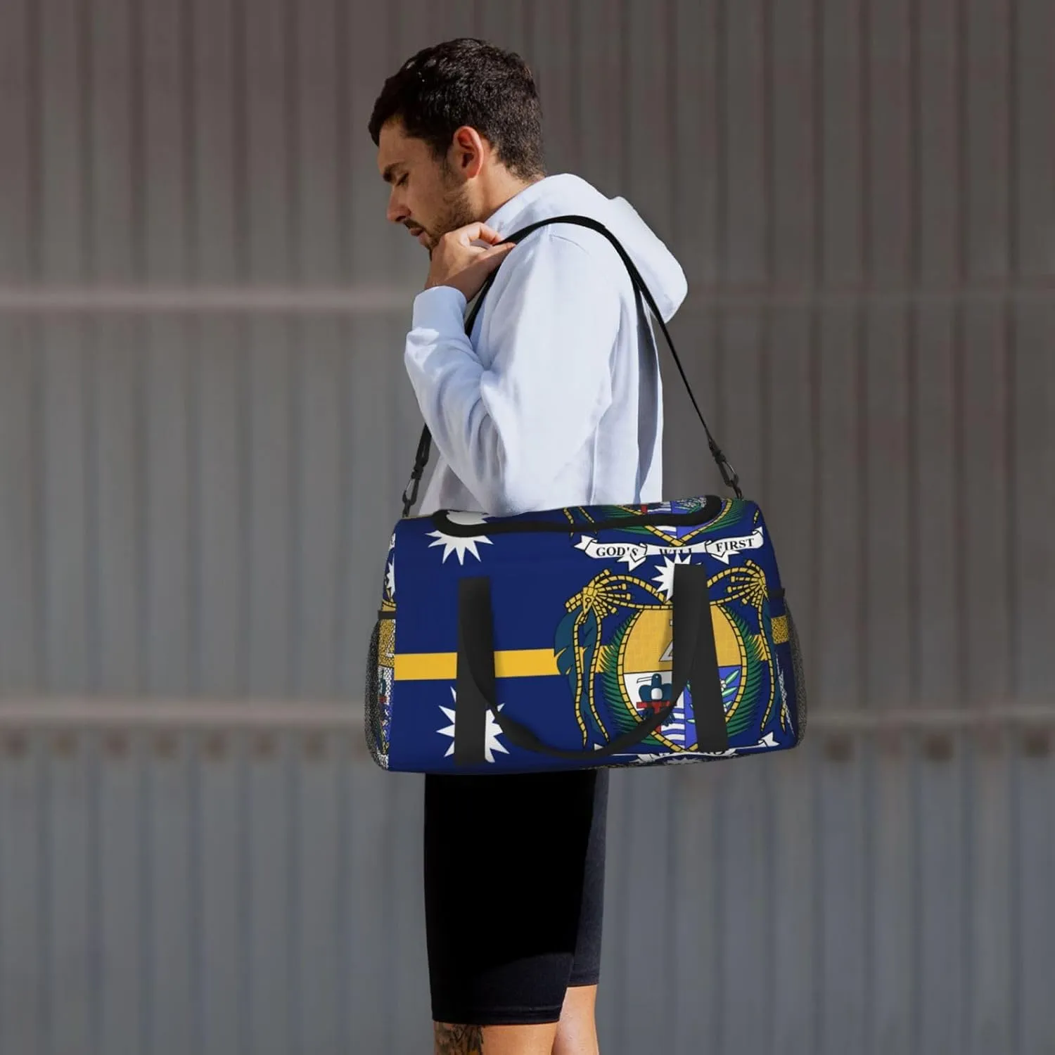 Flag Of Nauru Travel Duffel Bag Large Foldable Waterproof Overnight Bag For Beach Swim Bags Pool Sports Gym