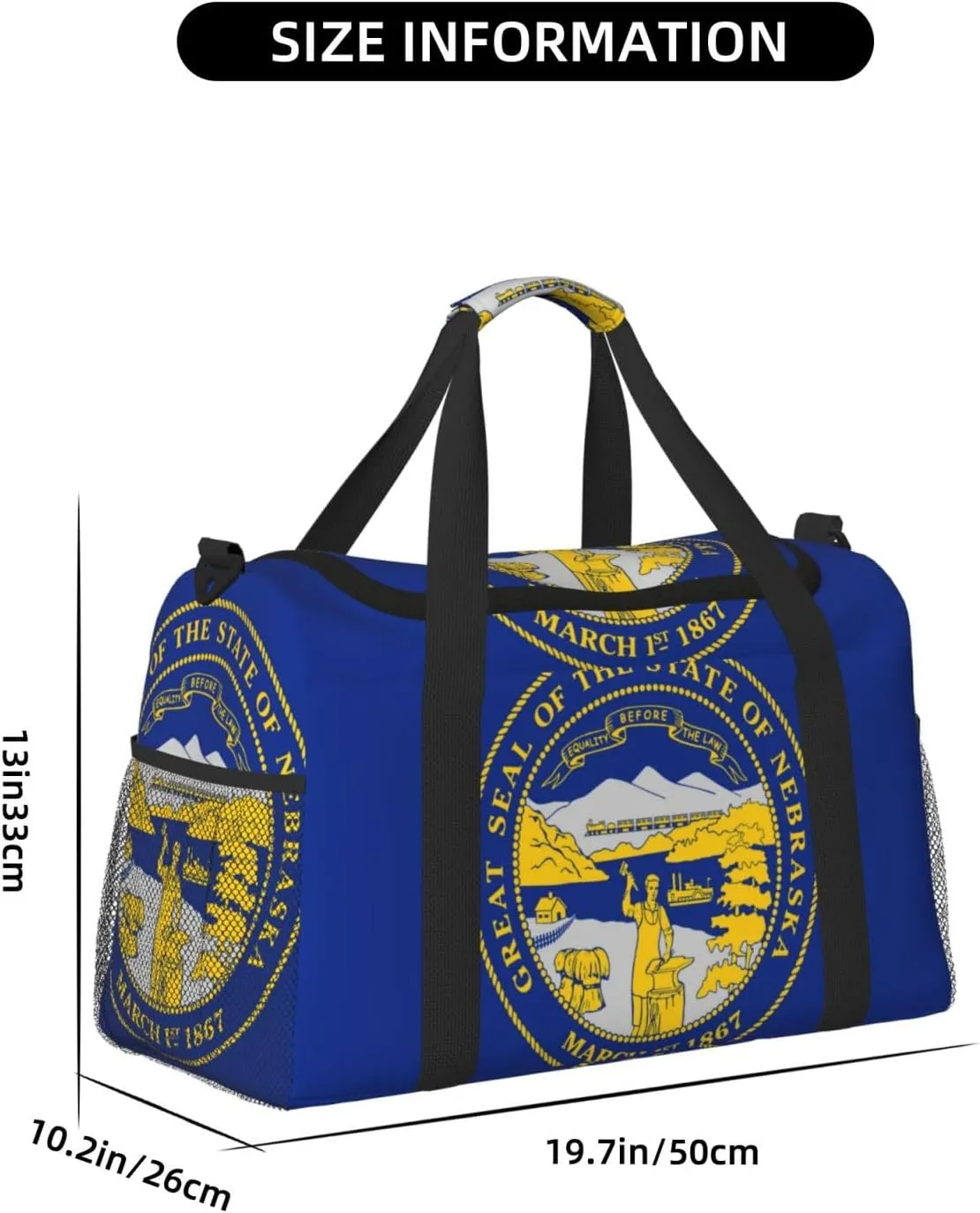 Flag Of Nebraska Travel Duffel Bag Large Foldable Waterproof Overnight Bag For Beach Swim Bags Pool Sports Gym