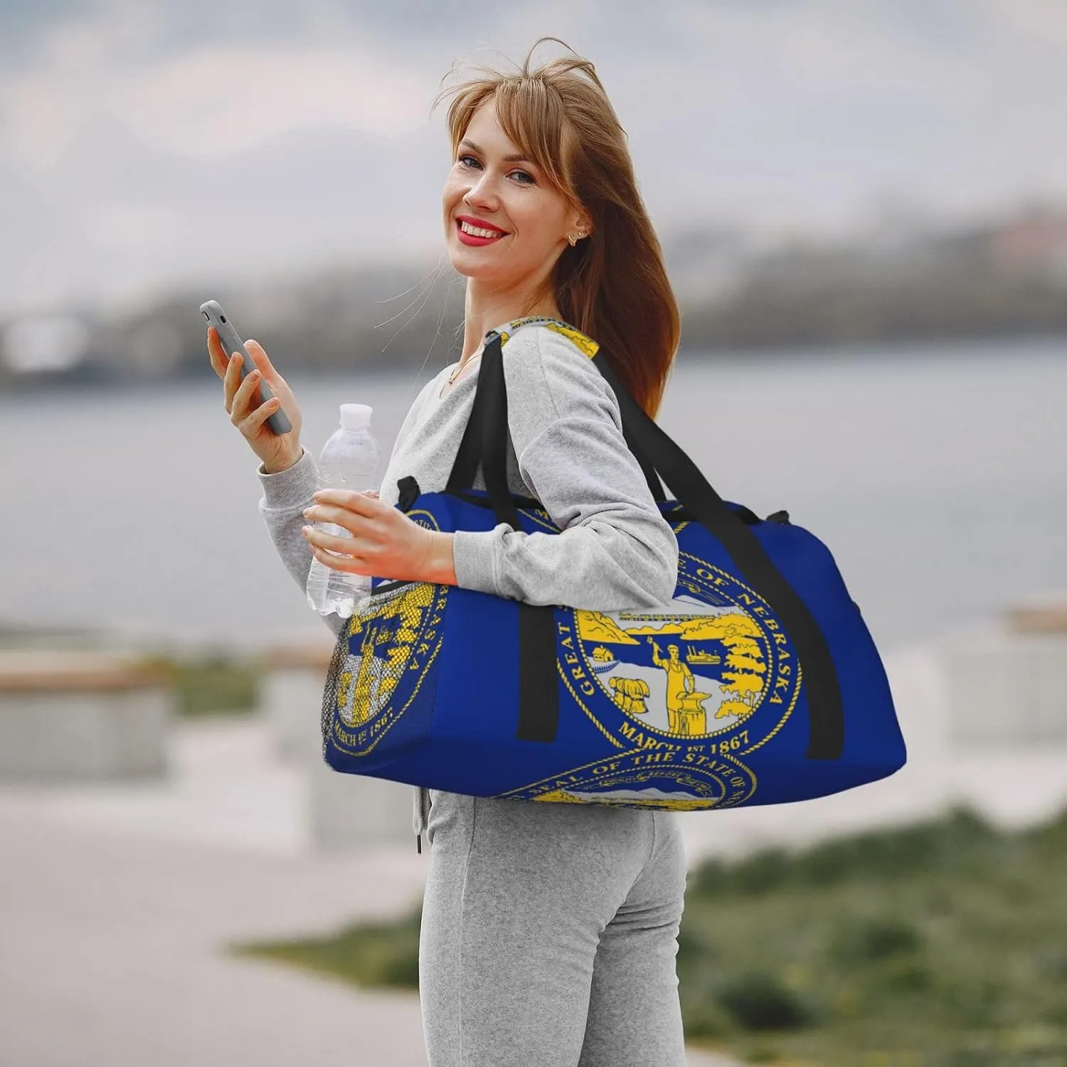 Flag Of Nebraska Travel Duffel Bag Large Foldable Waterproof Overnight Bag For Beach Swim Bags Pool Sports Gym