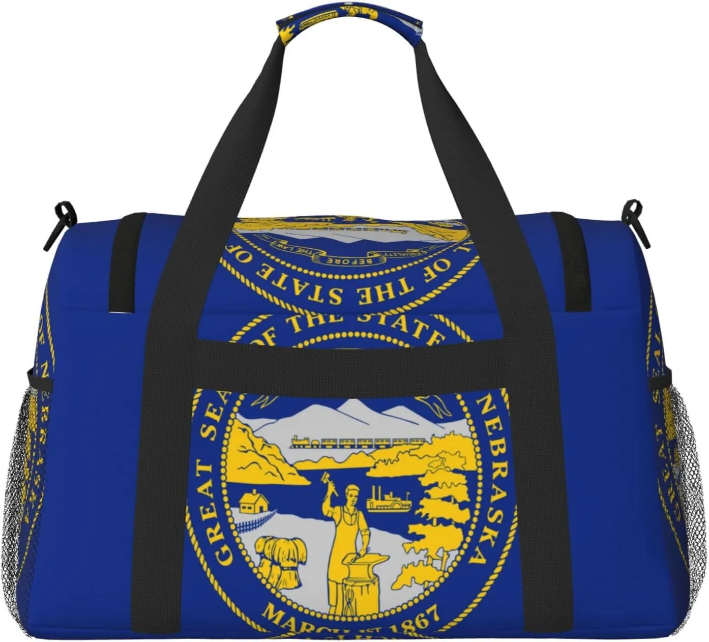 Flag Of Nebraska Travel Duffel Bag Large Foldable Waterproof Overnight Bag For Beach Swim Bags Pool Sports Gym