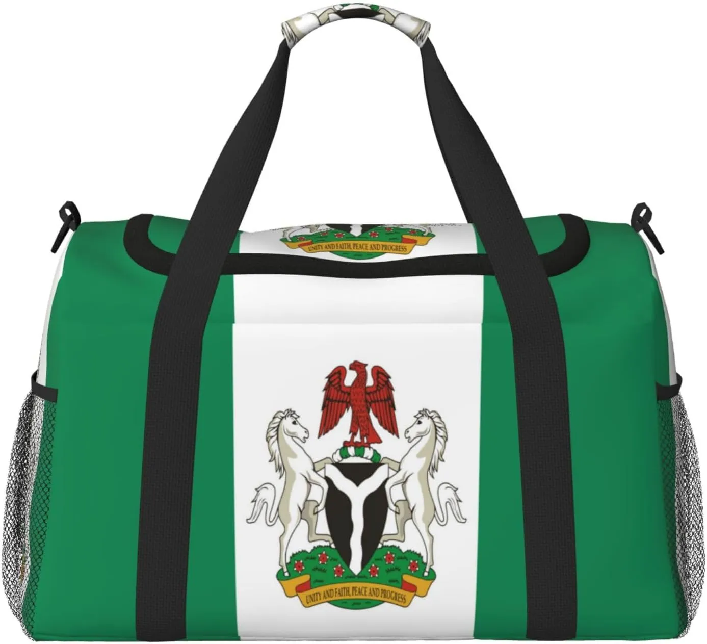 Flag Of Nigeria Travel Duffel Bag Large Foldable Waterproof Overnight Bag For Beach Swim Bags Pool Sports Gym