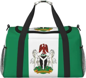Flag Of Nigeria Travel Duffel Bag Large Foldable Waterproof Overnight Bag For Beach Swim Bags Pool Sports Gym
