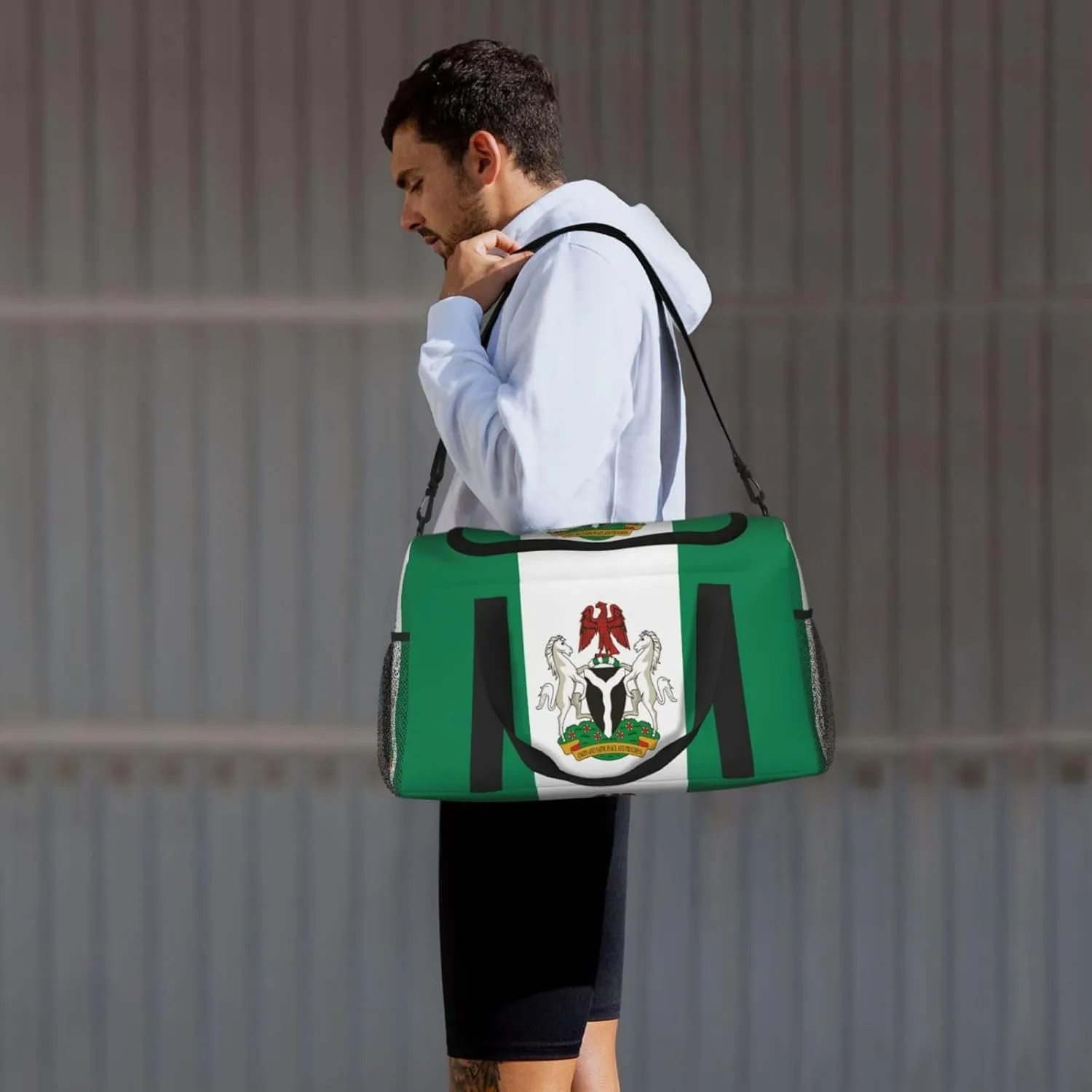 Flag Of Nigeria Travel Duffel Bag Large Foldable Waterproof Overnight Bag For Beach Swim Bags Pool Sports Gym