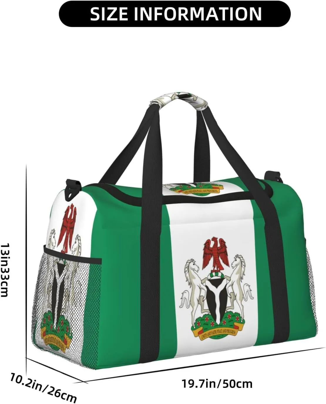 Flag Of Nigeria Travel Duffel Bag Large Foldable Waterproof Overnight Bag For Beach Swim Bags Pool Sports Gym