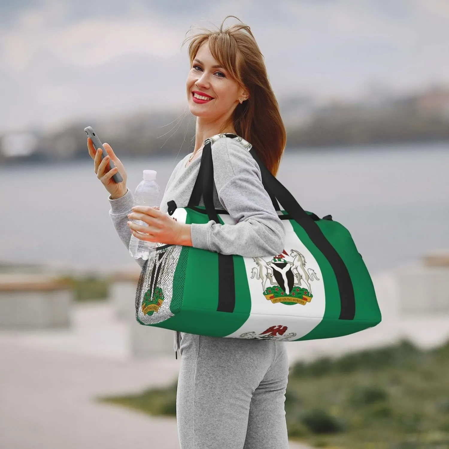 Flag Of Nigeria Travel Duffel Bag Large Foldable Waterproof Overnight Bag For Beach Swim Bags Pool Sports Gym