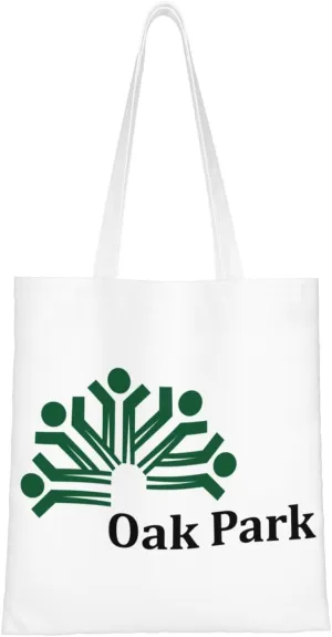 Flag Of Oak Park, Illinois Tote Bag for Women Canvas Shopping Bags Reusable Large Capacity Casual Shoulder Handbags Grocery Bags DIY Gift Bags