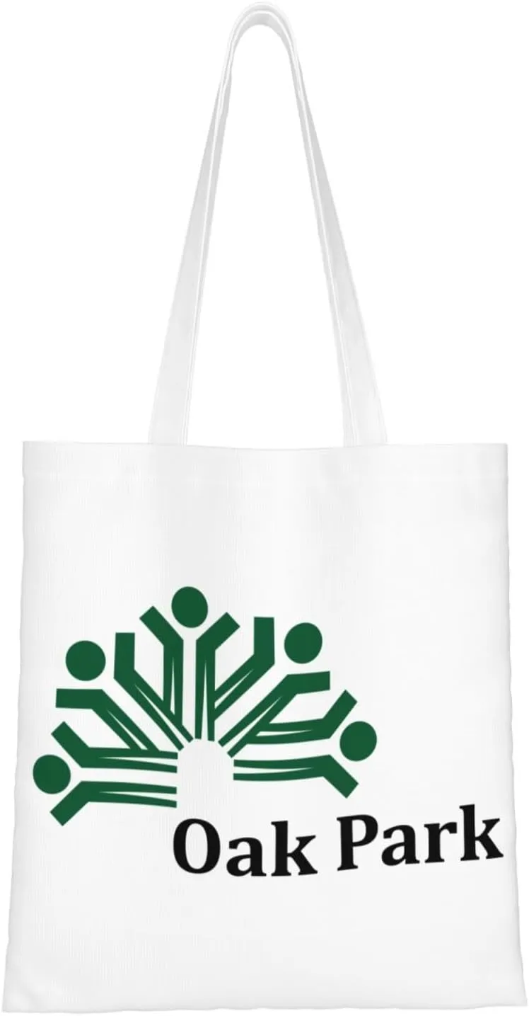 Flag Of Oak Park, Illinois Tote Bag for Women Canvas Shopping Bags Reusable Large Capacity Casual Shoulder Handbags Grocery Bags DIY Gift Bags
